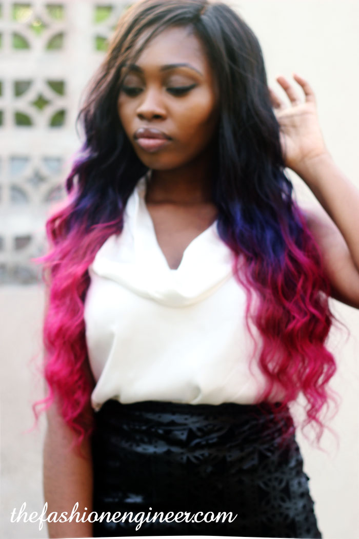 pink and violet ombre hair