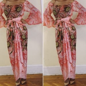 Peach off shoulder Oleku Iro and Buba- Chiffon and Silk