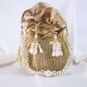 Gold pearl embellished bag