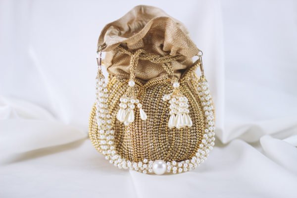 Gold pearl embellished bag